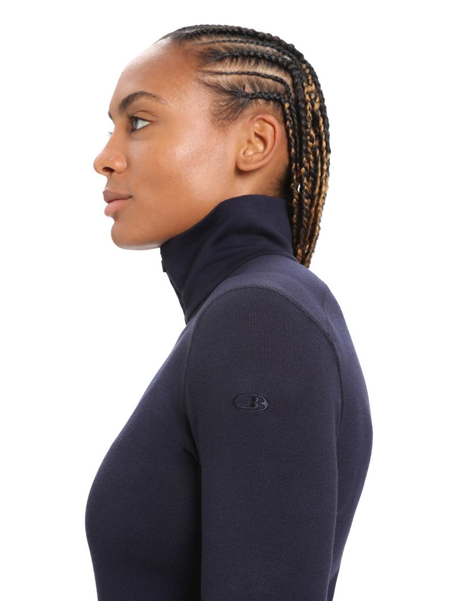 Base Layers Icebreaker Merino 260 Tech Long Sleeve Half Zip Thermal Top Femme Bleu Marine | FR 1914DFMN